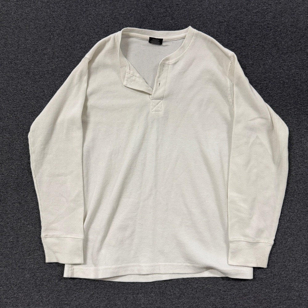 Henley Shirt Mens S White Good Waffle Knit Thermal Long Sleeve Jake Austin